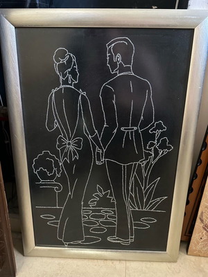 Couple painting used handmade with frame