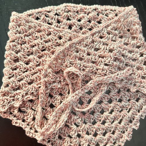 Handmade Crochet Bandana with Pink Beige Mix