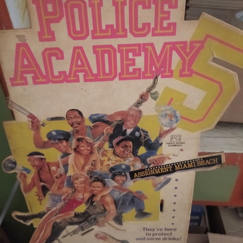 Police Academy 5 Ad used, cardboard with base