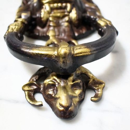 Solid brass door knocker with lion head new