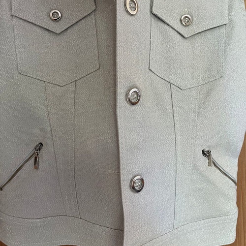 Lussile sleeveless denim vest Medium, like new, silver thread