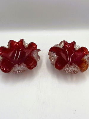 Pair of Handmade Murano Bowls Ashtrays Sommerso Technique like new