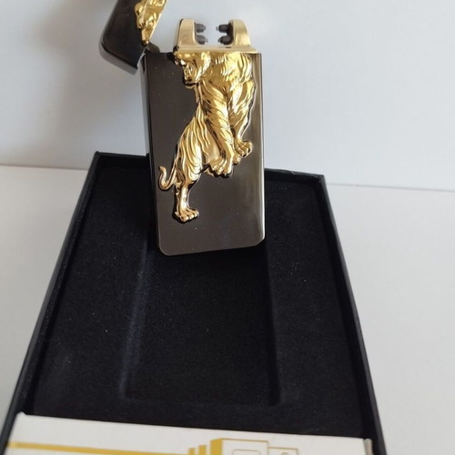 Electric rechargeable lighter gold tiger new