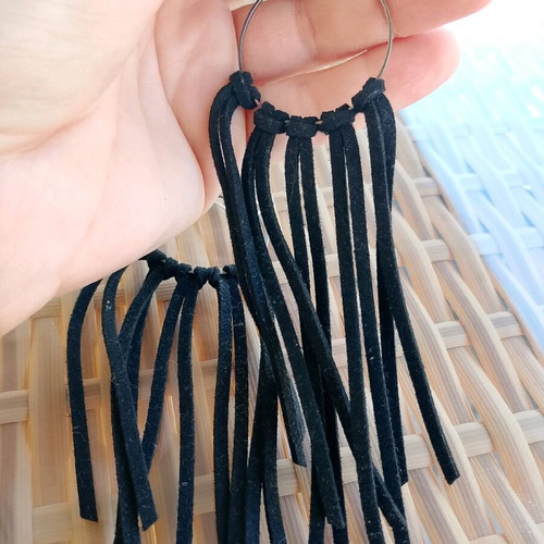 Handmade earrings like new with suede fabric