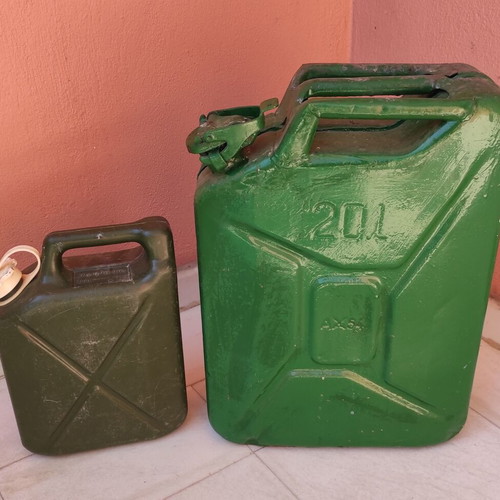 Two military canisters, metal and plastic, functional