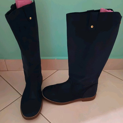 Blue Suede Riding Boots Size 38 Like New with Gold Zipper