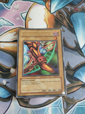 Yu-Gi-Oh card Left Leg of the Forbidden One used, damaged, LOB edition, Ultra Rare
