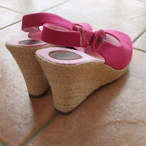 Wedge sandals like new, size 39, beige and pink