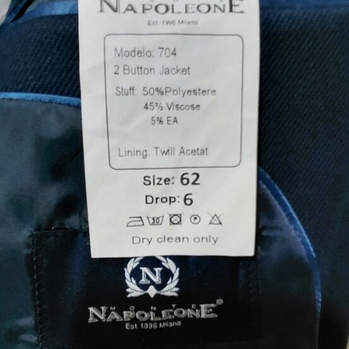 Monte Napoleone men's suit like new, dark blue, size 62, 2 button jacket