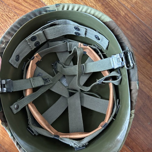 Vintage full Greek army helmet with camouflage cover, like new