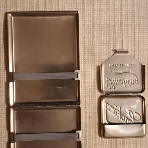 Vintage smoking set with cigarette case and rolling paper holder