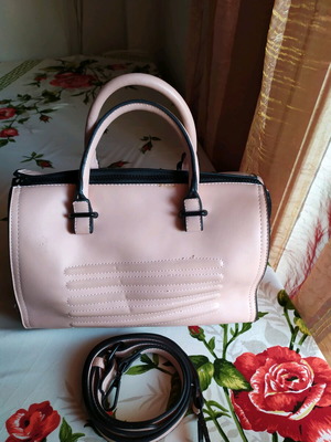 Handbag and shoulder bag new, small suitcase style in pink and black