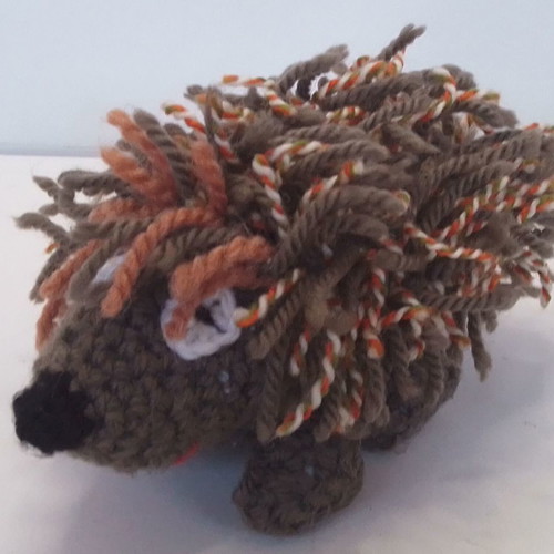 Handmade knitted hedgehog amigurumi used, 22cm