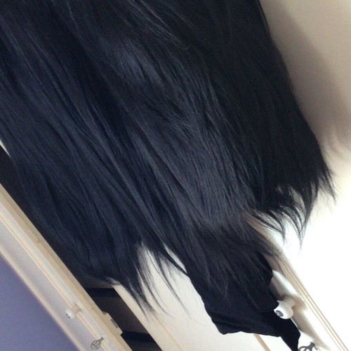 Vintage chimpanzee fur cape with satin lining and velvet ribbons
