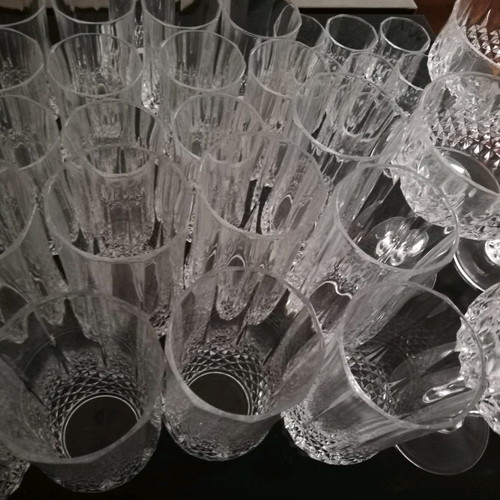Crystal glasses used, set of 34 pieces