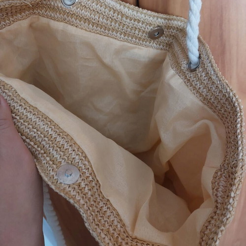 Straw summer shoulder bag new, beige