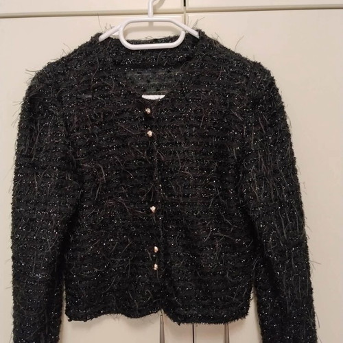 Black short jacket used, padded and lined, size M