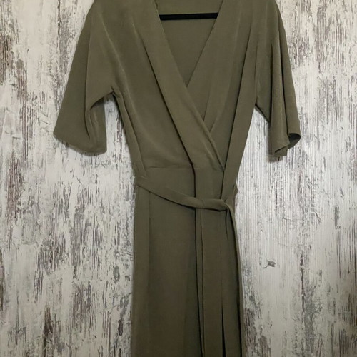 Midi dress Zara kimono style khaki, size S, like new