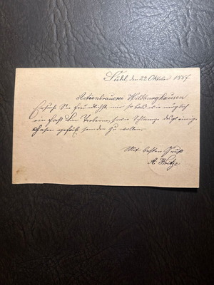 German handwritten brewery card 1887, new