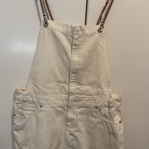 MANGO denim mini dress salopette like new, white, size M