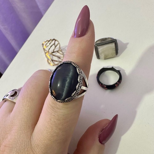 Cat's Eye Silver 925 Ring used, vintage