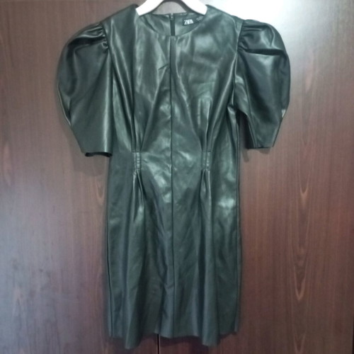 Zara leather dress used, size small, black