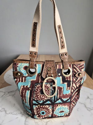 Guess Africa Collection vintage shoulder bag like new, Y2K boho chic