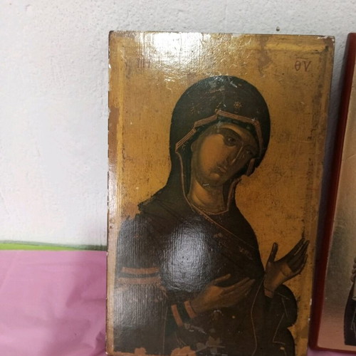 Wooden icons used, set of three