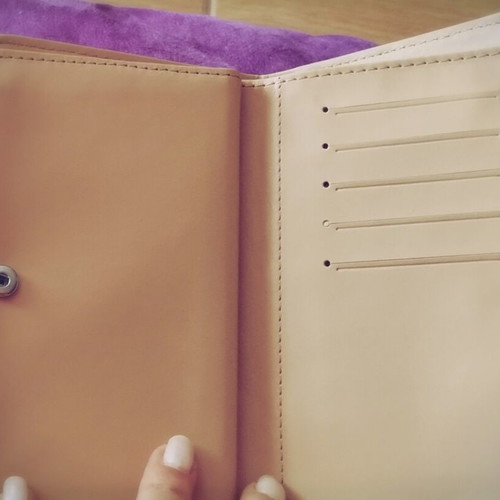 A To Z Greek wallet with multiple card slots, ochre color