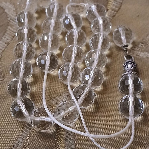 Worry beads like new with polygonal glass beads and silver elements