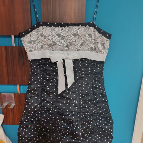 Vintage 80s polka dot cocktail dress like new, black and white