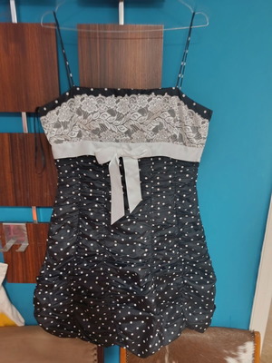 Vintage 80s polka dot cocktail dress like new, black and white