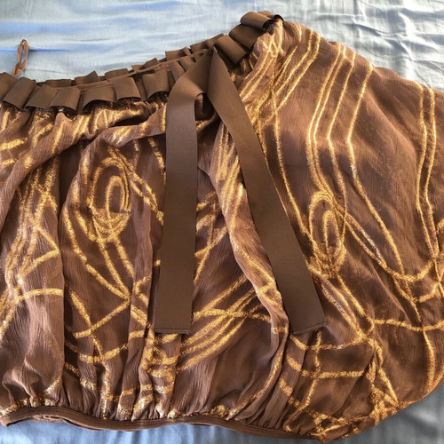 Pinko blouse like new, brown with gold, one shoulder, size L