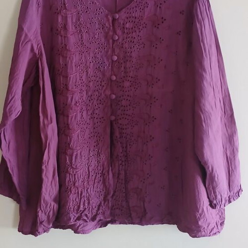 Boho embroidered shirt, purple, free size