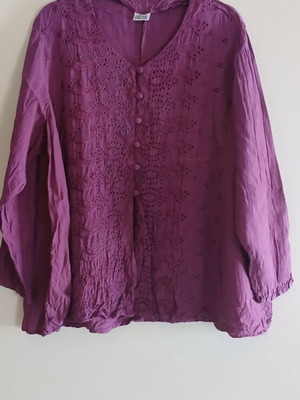 Boho embroidered shirt, purple, free size