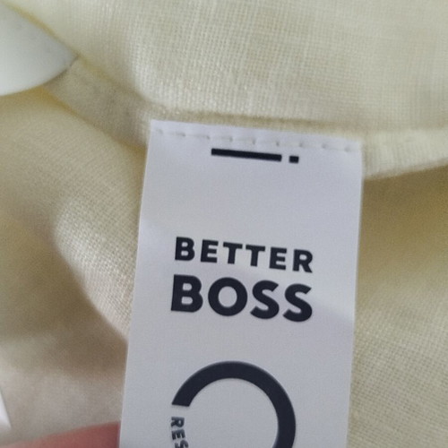 Boss λινό πουκάμισο, απαλό κίτρινο, L / 40 / 12