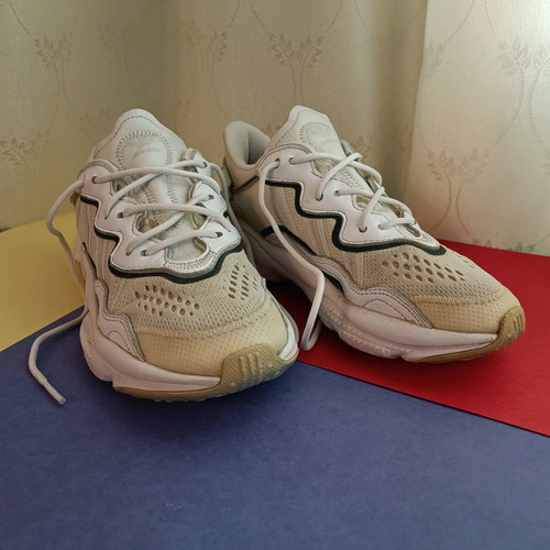 Adidas Ozweego Running Sneakers used, Cloud White Grey One, Size 40.5