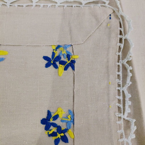 Traditional handmade embroidered tablecloth 58×56cm, beige