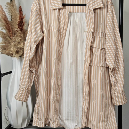 Arpyes vintage shirt beige camel with white stripes size S/M like new