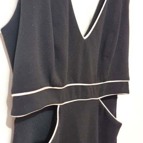 Black midi dress with white trims and cutouts, like new, size S_M