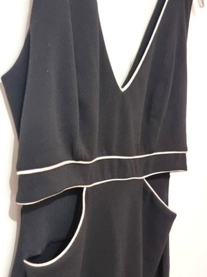 Black midi dress with white trims and cutouts, like new, size S_M
