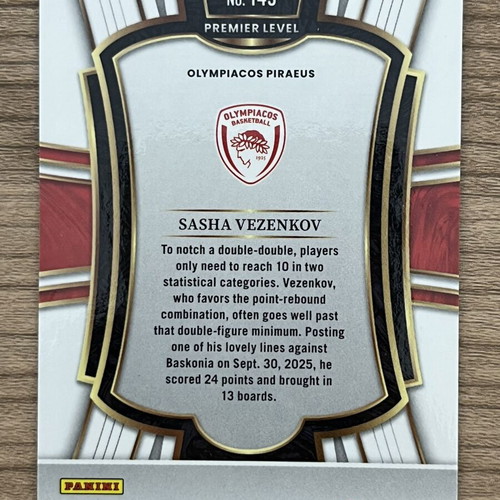 2025-26 Panini Select Euroleague Basketball Sasha Vezenkov card like new