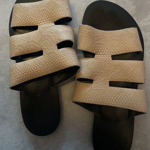 Glamazons leather sandals beige snakeprint size 39