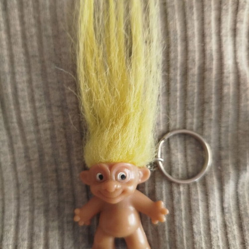 Vintage Evhoulis keychain used, yellow, pencil decor