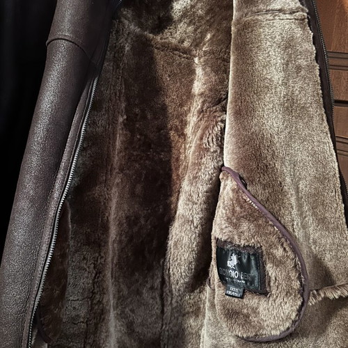 Mouton leather jacket like new, men's 4XL, brown