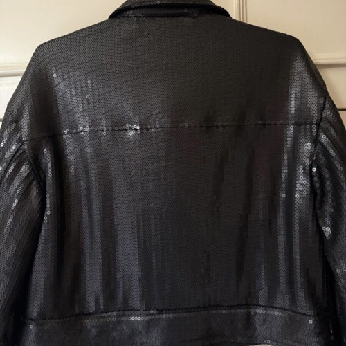 Zara Black Crop Jacket With Sequins New