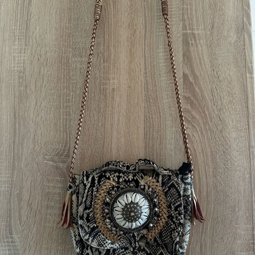 Boho shoulder bag animal print snake leather like new