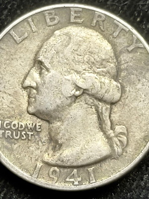 Quarter Dollar 1941 used, silver