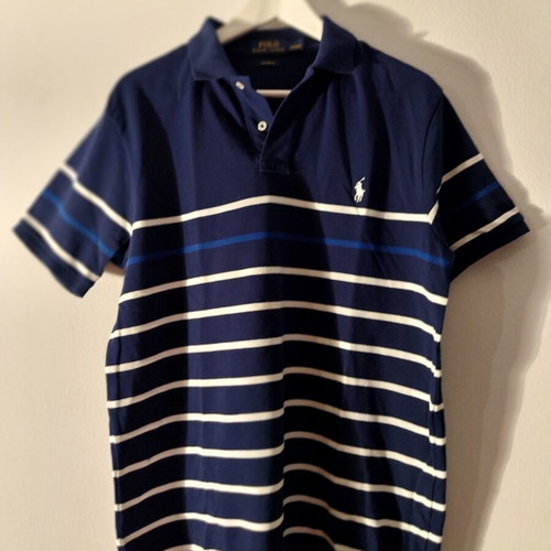 Polo Ralph Lauren men's polo shirt L like new, blue and white