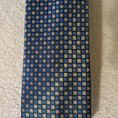 Chaps men's tie blue with gold check, 100% polyester, new
